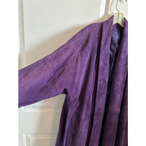 Vintage Purple Suede Full Length Coat Y2K - Picture 2 of 6